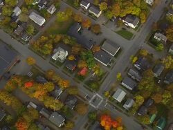 WS ARIEAL View of Houses at Bangor city / Maine, United States Stock Footage