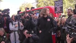 Carey Mulligan Attends Protest in London Over Aleppo Air Strikes News Clip