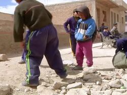 MS PAN Shot of kids playing at School / Potosi, Bolivia Stock Footage