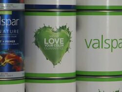 ATMOSPHERE: paint cans at Stacy Keibler Launches Valspar Love Your Color Guarantee Project in New York, NY, on 10/24/12 (Getty Images Entertainment Video) Stock Footage