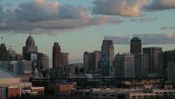 Timelapse of Comerica Park and Downtown Midtown Detroit as Sun Sets Stock Footage