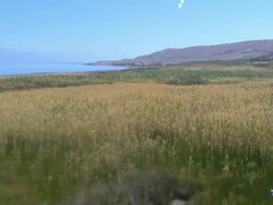 Aerial the Dead Sea revealing in the Judea Desert, Einot Samar, Israel Stock Footage