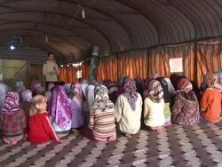 Internal Displaced Persons camp in syria Stock Footage