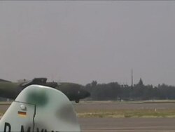 Bombardier landing Stock Footage