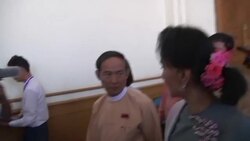 Myanmar - Suu Kyi arriving at parliament after her resounding poll victory / Suu Kyi meets military chief Instructional Video