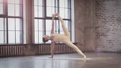 Young Woman Doing Yoga Meditation and Stretching Exercises Stock Footage