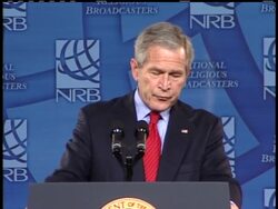 President Bush speaks to religious broadcasters in Nashville today as he begins a series of speeches concerning next week's fifth anniversary of the Iraq War. News Clip