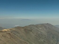 2010 AERIAL Gliders flying over top of rocky mountains / Santiago de Chile, Gran Santiago, Chile Stock Footage