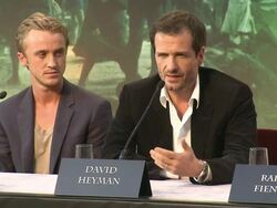 INTERVIEW: David Heyman on filming in the UK, the universal appeal of the characters and why people can relate at the Harry Potter & The Deathly Hallows Part 2 Press Conference at London England.  Stock Footage