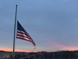 United States flag, stars and stripes at half mast News Clip