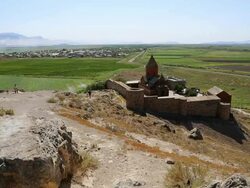 Khor Virap monastery, exterior view of the church of the Holy Mother of God, Saint Astvatsatsin Stock Footage