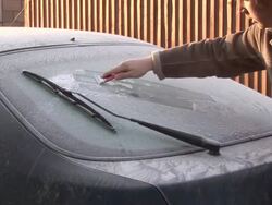 Scraping Frozen Windscreen 2 - & PAL Stock Footage