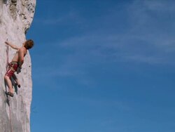 HD CRANE: Rock Climbing Stock Footage