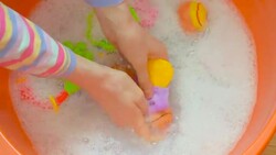 Washing of children's toys Stock Footage