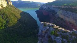 Aerial footage recorded with drone of the natural cliffs mountains with beautiful landscape in the Tavertet mountains, a vertical hills with amazing views. UK UHD. Stock Footage