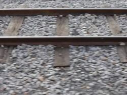 Train axle on rails. Stock Footage