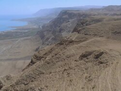 Aerial dead sea cliffs, Judea Desert, Israel Stock Footage