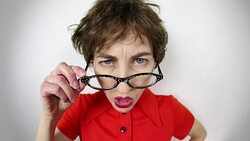 Fisheye Video Nerd Looking Over Glasses Stock Footage