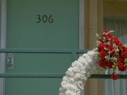 MS Wreath outside room 306 at lorraine Motel / Memphis, Tennessee, United States Stock Footage