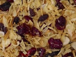 Dried Onion and cranberry mix. Kitchen herbs background Stock Footage