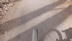 Slow motion: POV mountain bike Stock Footage