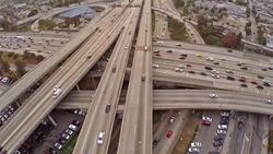 Aerial California Los Angeles Freeway Stock Footage
