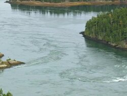 WS ARIEAL ZO View of Water flow with islands / Maine, United States Stock Footage