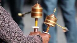 Parikrama (religious practice with prayer wheels) Stock Footage