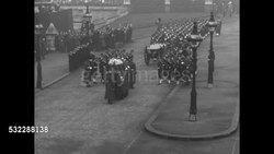 King George VI's coffin and British royal family leave Westminster Hall News Clip