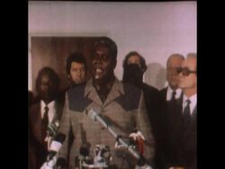 SYND 24 10 76 NKOMO AND MUGABE ARRIVE TO GENEVA FOR RHODESIA CONFERENCE AND DELIVER STATEMENTS News Clip