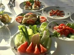 Appetizers on Dinner Table Stock Footage