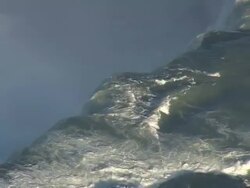 MS AERIAL PAN ZI ZO Shot of Niagara Falls (2,500ft) with rainbow / New York, United States Stock Footage