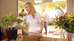 Florist checking inventory in flower shop Stock Footage