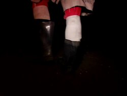 MS Man walking to the sulfur mining at night / Ijen, Java, Indonesia Stock Footage