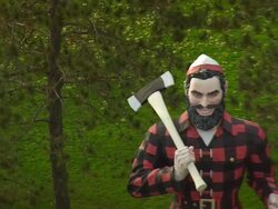 WS ARIEAL ZO View of Paul Bunyan statue / Maine, United States Stock Footage