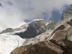 Mid of rocky Huayna Potosi glacier in Andes Region of Bolivia Stock Footage