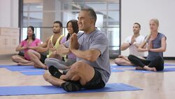 Prayer Position in Fitness Class Stock Footage