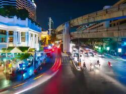 Panoramic view of urban landscape in Bangkok Thailand Stock Footage