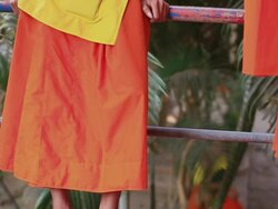 MS TU SLO MO Buddhist monk standing on small balcony  / Vientiane, Laos Stock Footage
