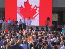 Toronto PanAm Games: Torch relay celebration in Nathan Phillips Square Stock Footage