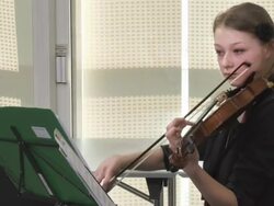HD: Female Violinist Playing In Music Class Stock Footage