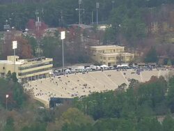 MS AERIAL ZI Shot of Wallace Wade Stadium / North Carolina, United States Stock Footage