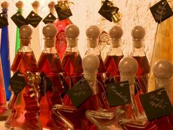  MS View of bottles at brandy distillery / Fellerich, Rhineland-Palatinate, Germany  Stock Footage