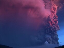 SANTIAGO DE CHILE, CHILE - JUNE 13th: The Puyehue volcano in south-central Chile, belching an ash cloud more than six miles high over the Andes and into many cities in Argentina (Footage by Ivan Konar/Latincontent/Getty Images) Stock Footage