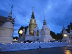 HD:Temple and gold pagoda at twilight time in chiang mai Thailand Stock Footage