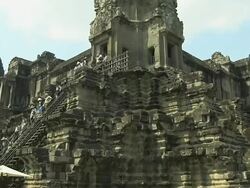 Tilt Up Shot Angkor Wat Architecture Siem Reap Cambodia Stock Footage