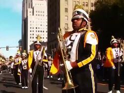 Marching band at the 'Krewe of Harambee Mardi Gras Parade' Stock Footage
