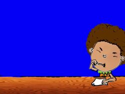 Cartoon boy with afro writes a letter Stock Footage