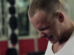 Man Working With Weights In Gym Stock Footage