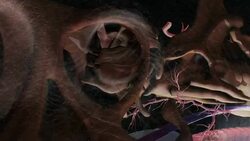 A computer-generated anatomical model of a Sauroposeidon features its small brain. Stock Footage